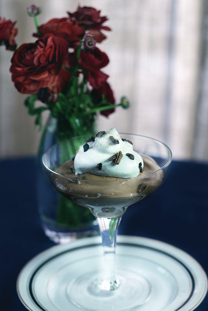 Chocolate Mousse with Smoked Cacao Nibs and Sea Salt