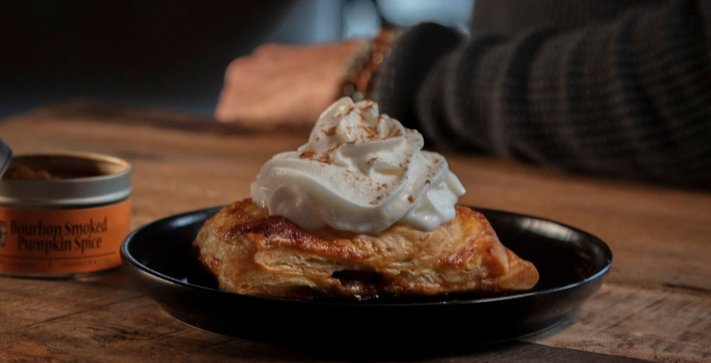 Bourbon Smoked Pumpkin Spice Apple Turnovers with Whipped Cream
