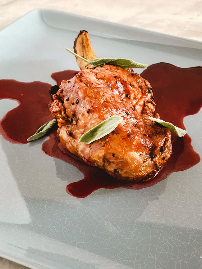 Chorizo and Mozzarella Stuffed Pork Chop