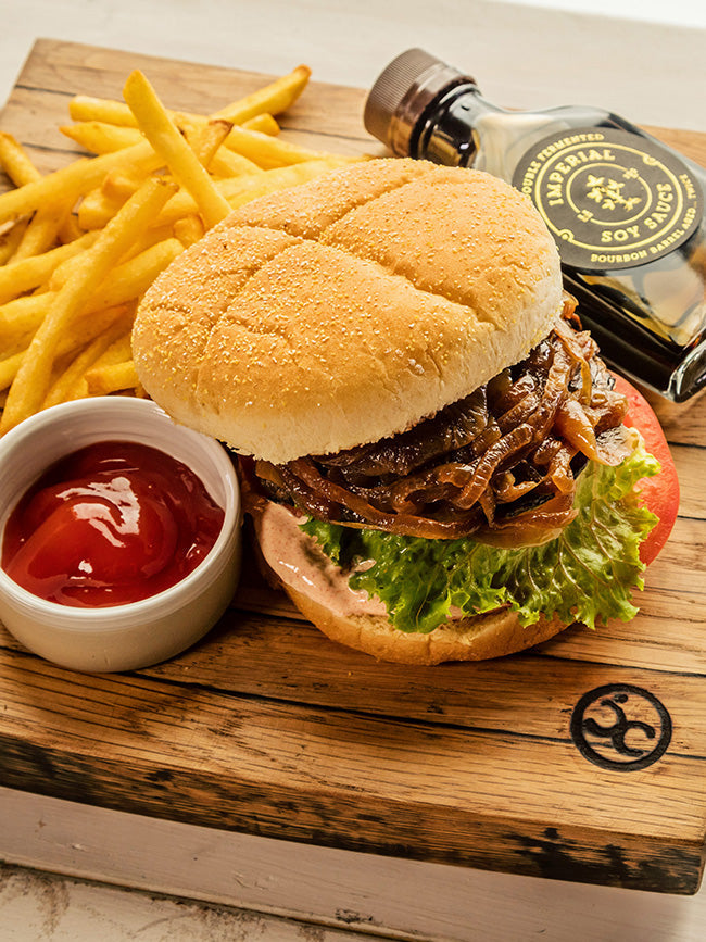 Imperial Marinated Portobello Mushroom Burgers with Caramelized Onions