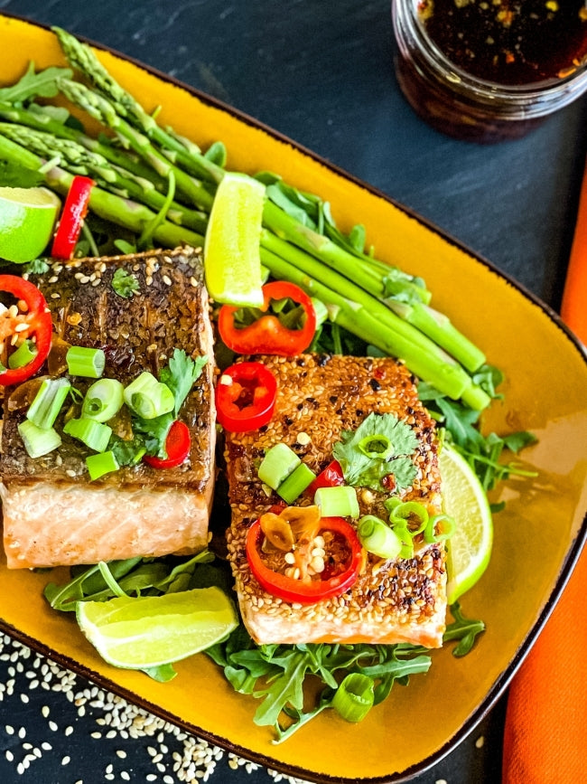 Sesame Crusted Salmon With Bluegrass Maple Glaze