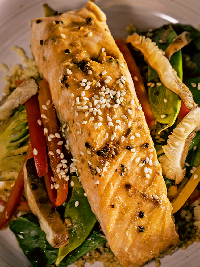 Quick Kentuckyaki Salmon and Vegetables