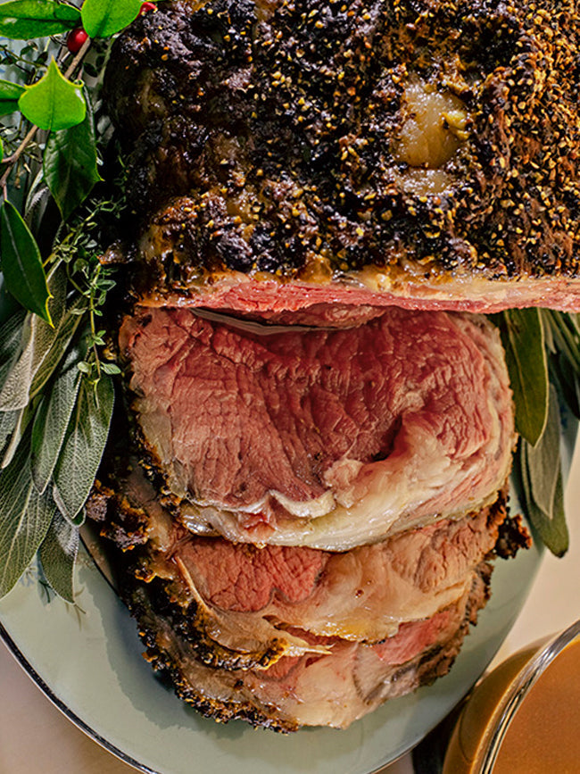 Bluegrass Soy Rib-Eye Roast with Mustard and Smoked Pepper
