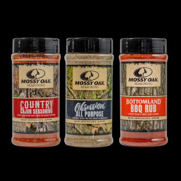 Bourbon Barrel Foods Mossy Oak Seasonings Bundle Bottles