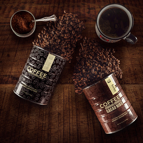 PROMO: Free Mug + Bourbon Barrel Aged Coffee & Coffee + Bourbon Smoked Cacao NIbs