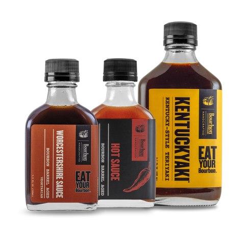 Bourbon Barrel Aged Set of 3 - Hot Sauce | Aged Worcestershire | Kentuckyaki