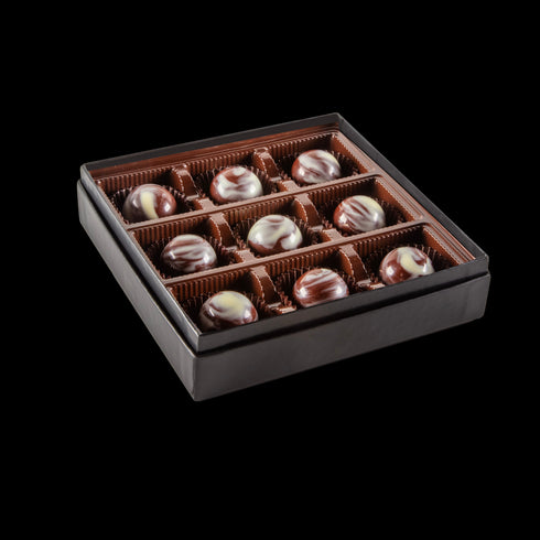 Bourbon Barrel Foods Bourbon Balls Chocolate Gift Box Set of 9 Box Opened
