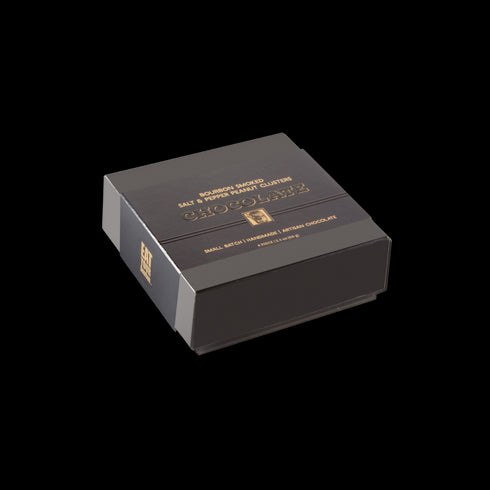 Bourbon Barrel Foods Bourbon Smoked Salt & Pepper Peanut Clusters Chocolate Gift Box Set of 4 Box