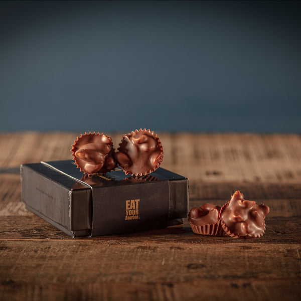 Bourbon Barrel Foods Bourbon Smoked Sea Salt Milk Chocolate Clusters Box Gift Set 4 Piece