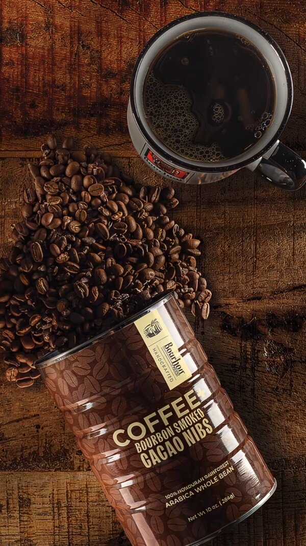 Coffee with Bourbon Smoked Cacao Nibs