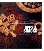 Apps and snacks poster with spices and chex mix