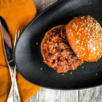 Overhead photo of Burger on sesame seed bun