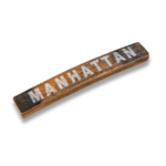 Bourbon Barrel Foods Bourbon Bar Display Front side with the word Manhattan.