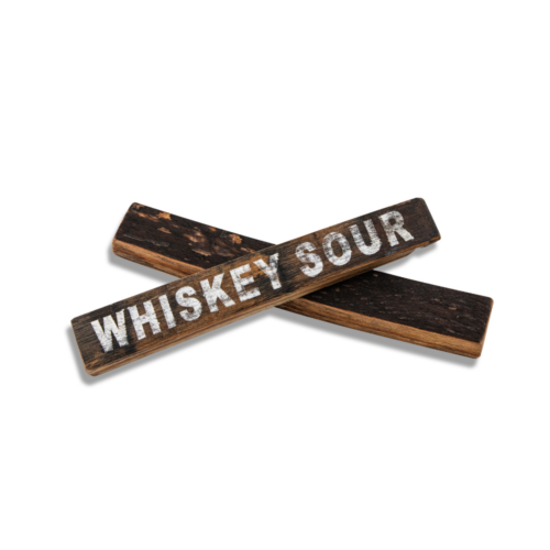 Bourbon Barrel Foods Bourbon Bar Display Front and Back Image with the words Whiskey Sour.