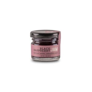 Black Raspberry Jam in a mini jar - perfect for samples and parties.
